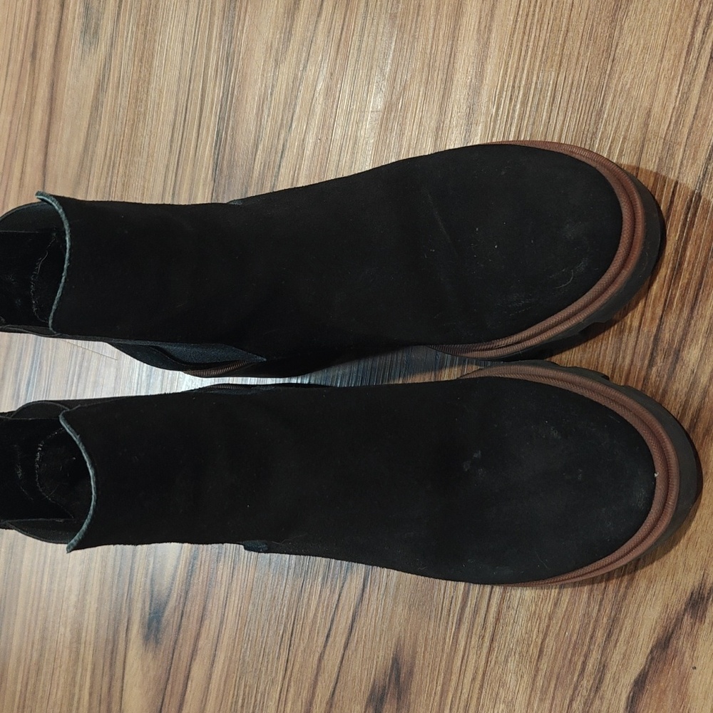 Antonio de Faria Black Suede Leather Lugged Chunky Heel Chelsea Boots - Picture 7 of 7